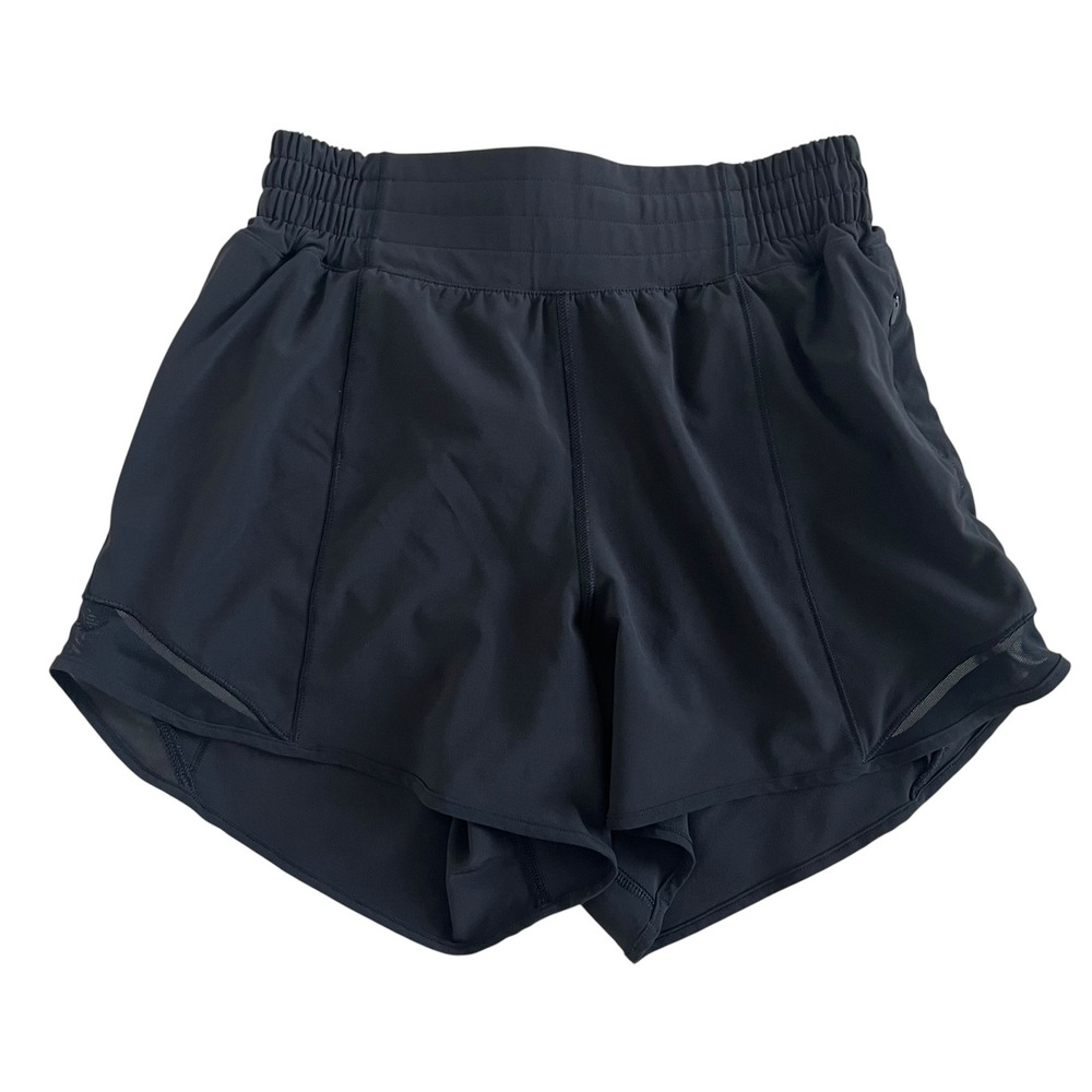 Lululemon Black Hotty Hot High Waist Shorts SZ 4 Athleisure Sporty